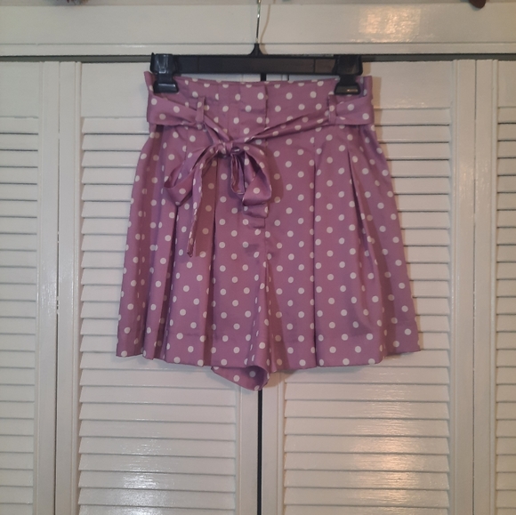 Zara high waist polka dot pleated dress shorts sz small *C1 - Picture 3 of 5